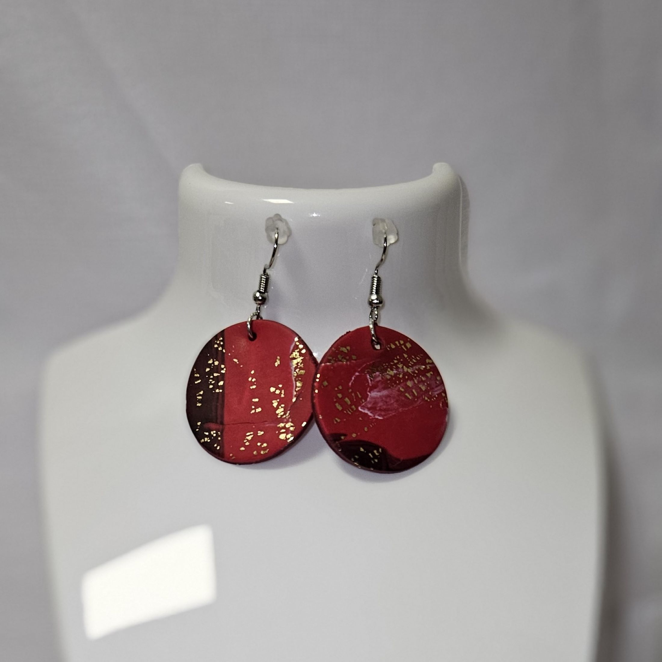 Boucles d'oreilles Red and Gold round