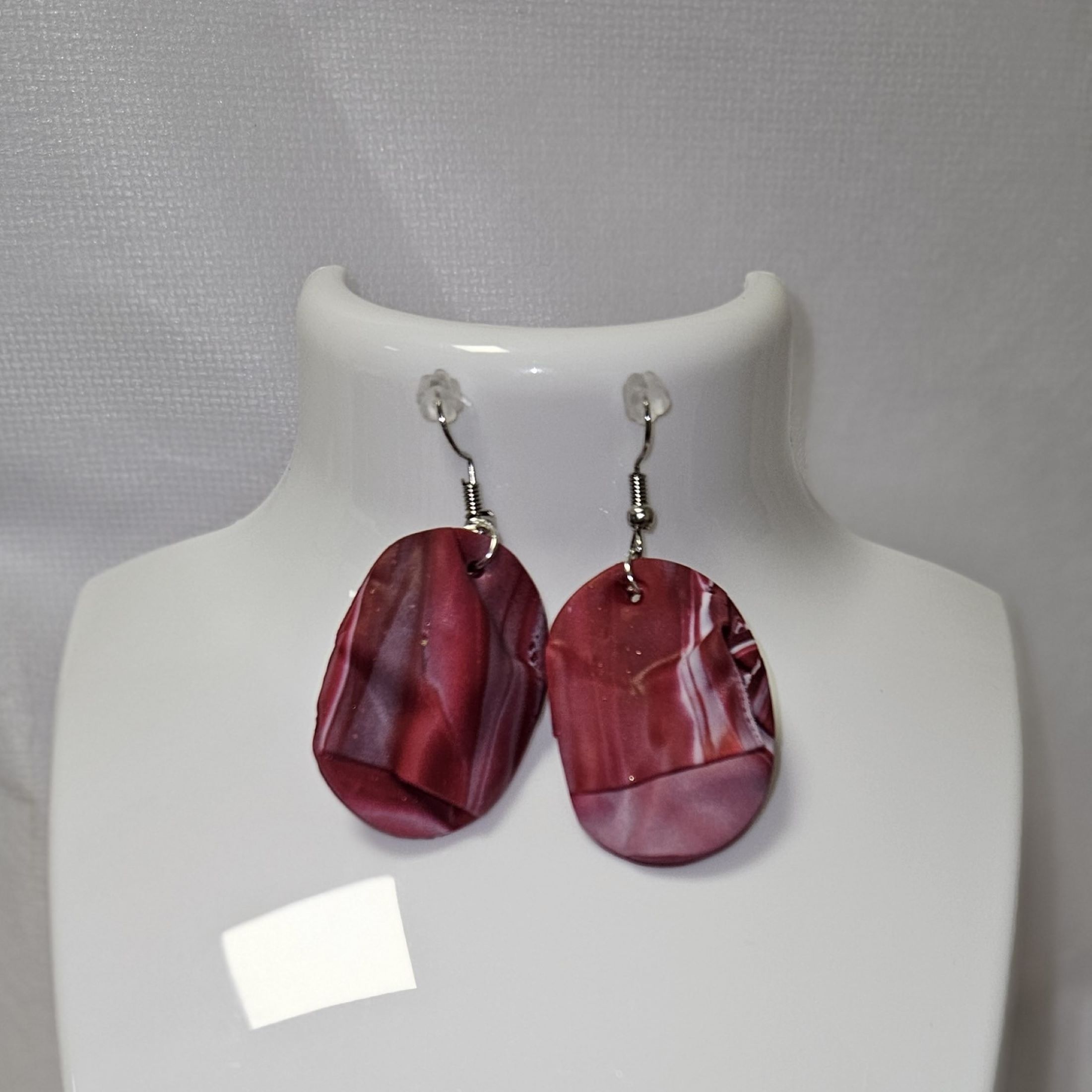 Boucles d'oreilles Red and White Oval