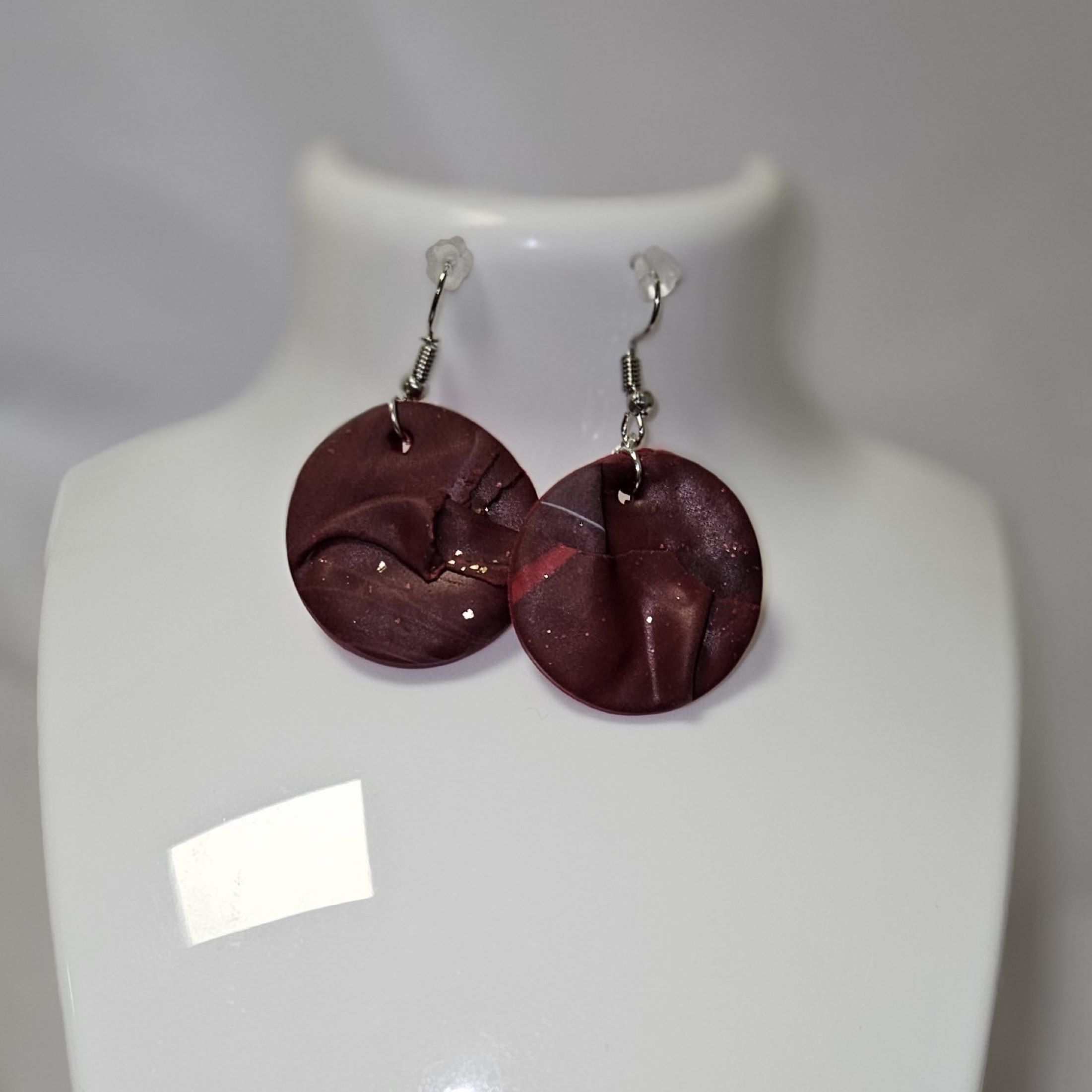 Boucles d'oreilles Dark Red Round