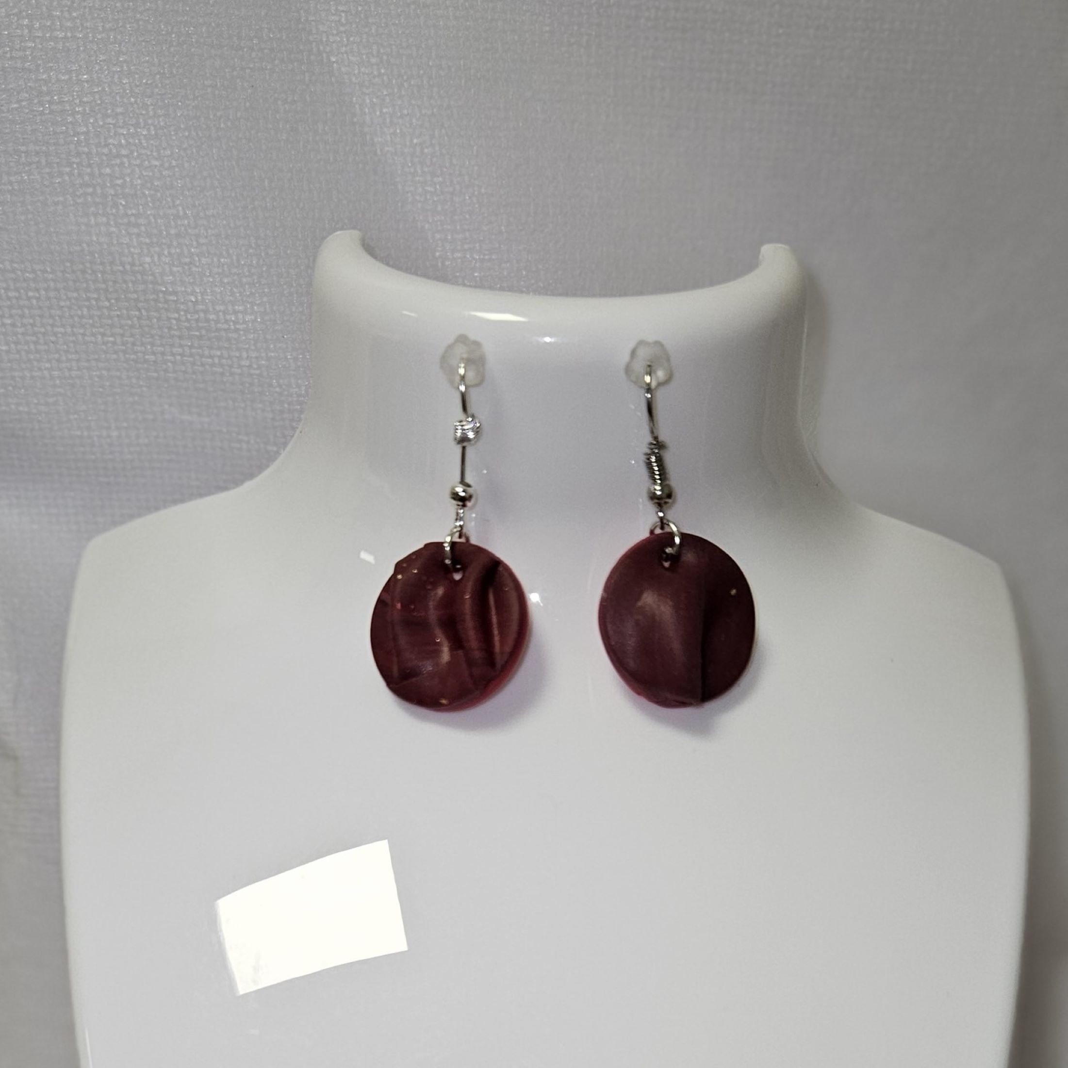 Boucles d'oreilles Dark Red Little round