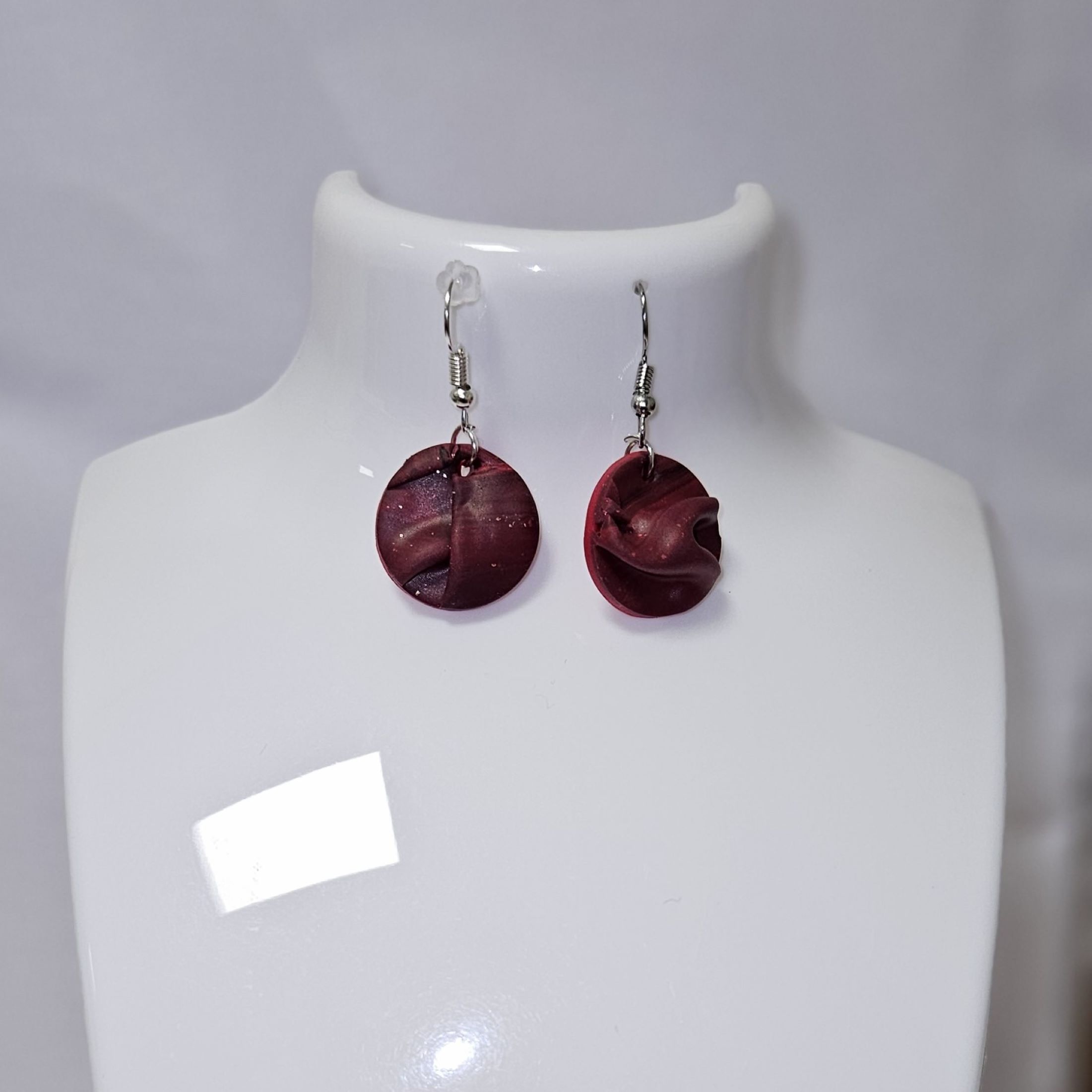 Boucles d'oreilles Red little Round Wave
