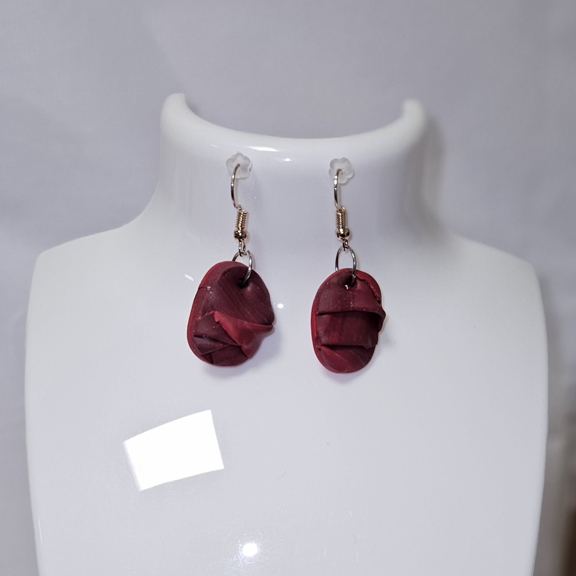 Boucles d'oreilles Dark Red Little oval