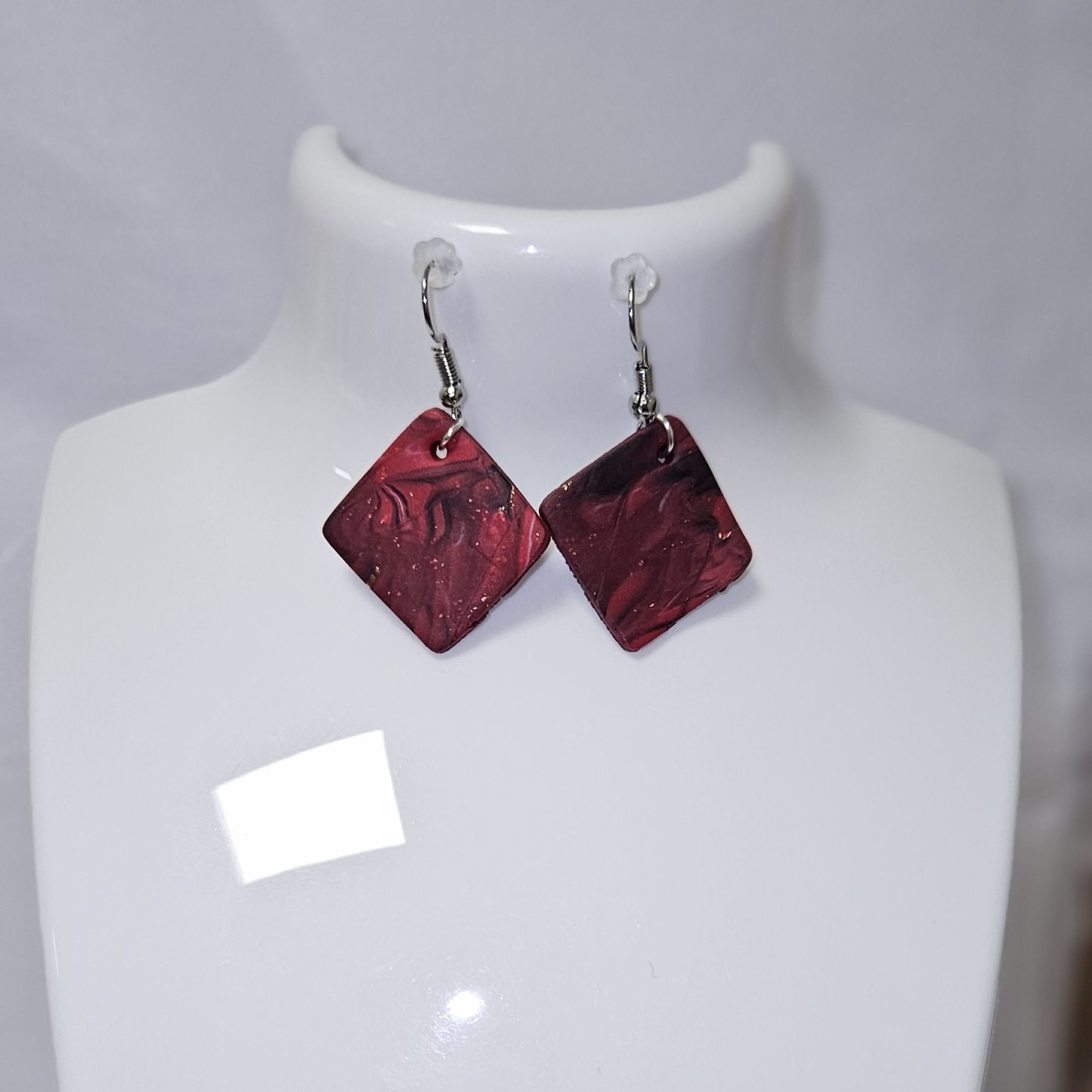 Boucles d'oreilles Dark Red Little Square