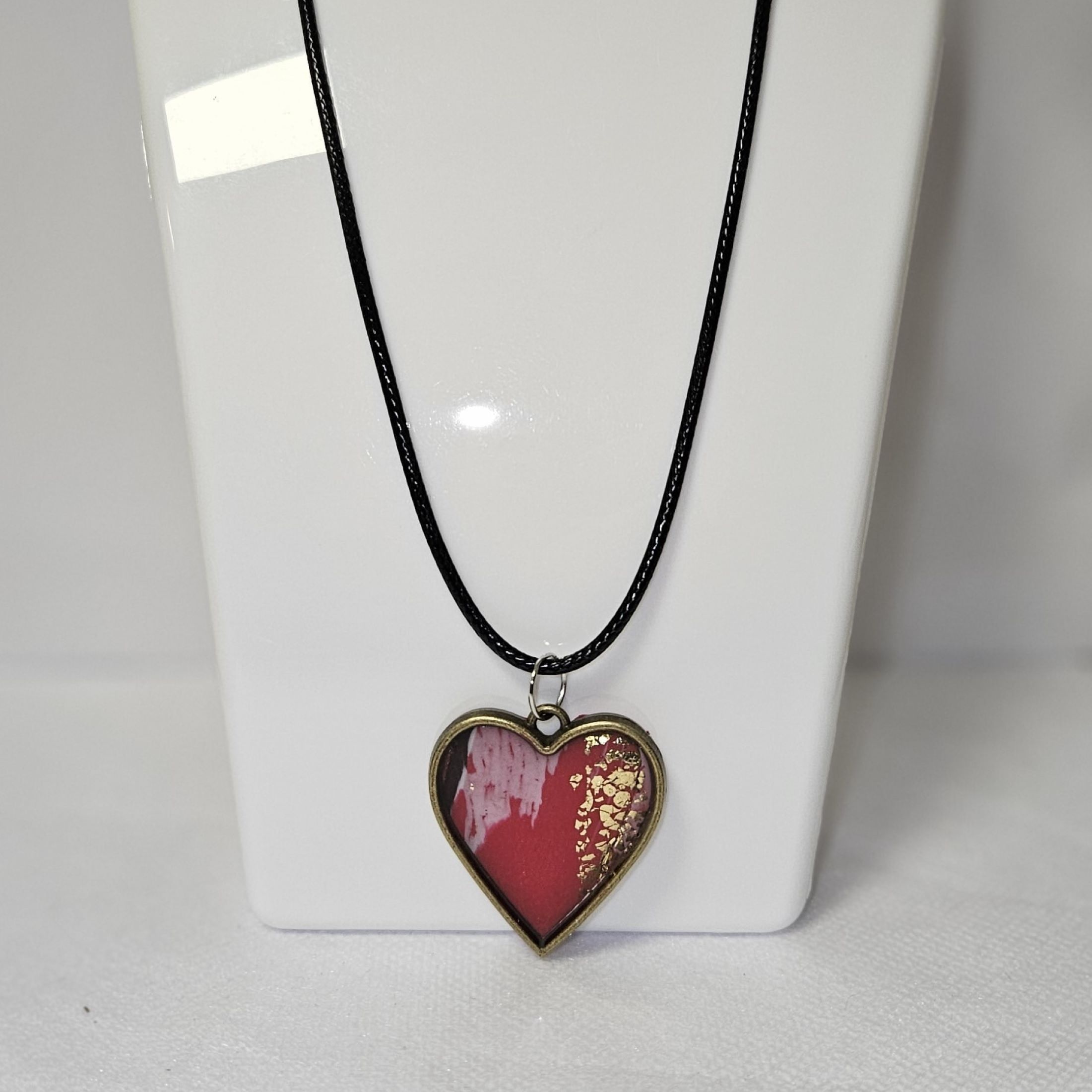 Collier White and Gold Heart