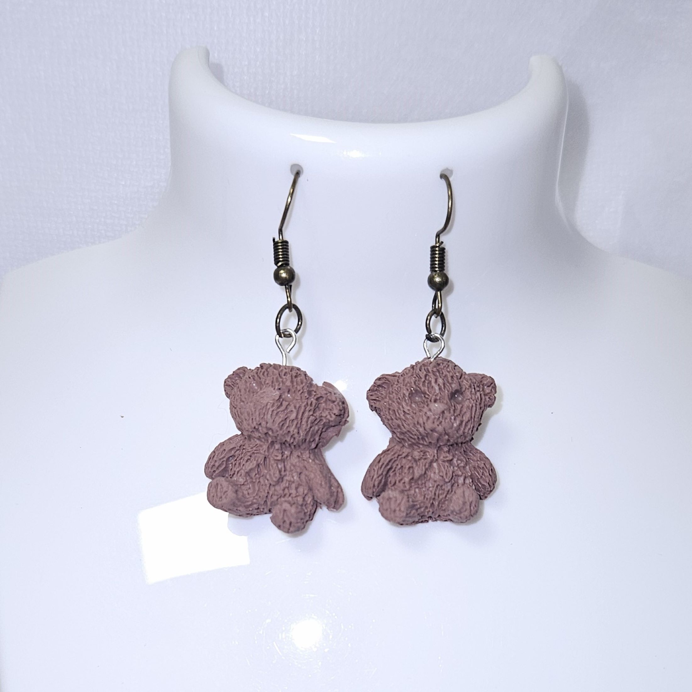 Boucles d'oreilles nounours marron