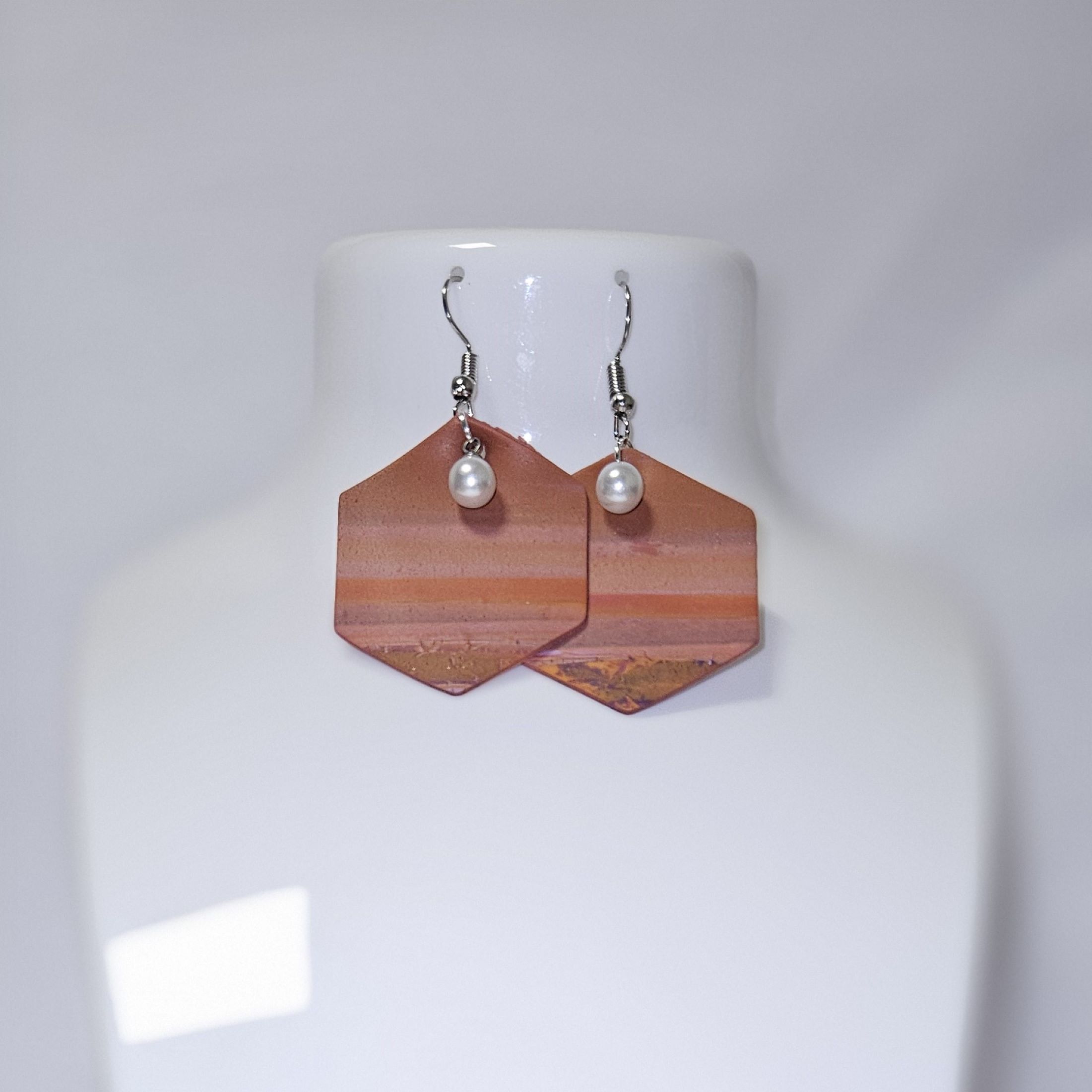 Boucles d'oreilles automnal hexagonal