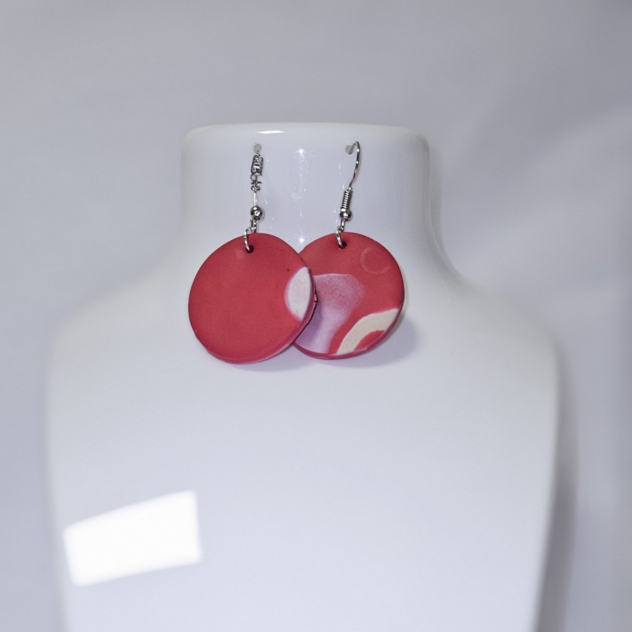 Boucles d'oreilles red and white round