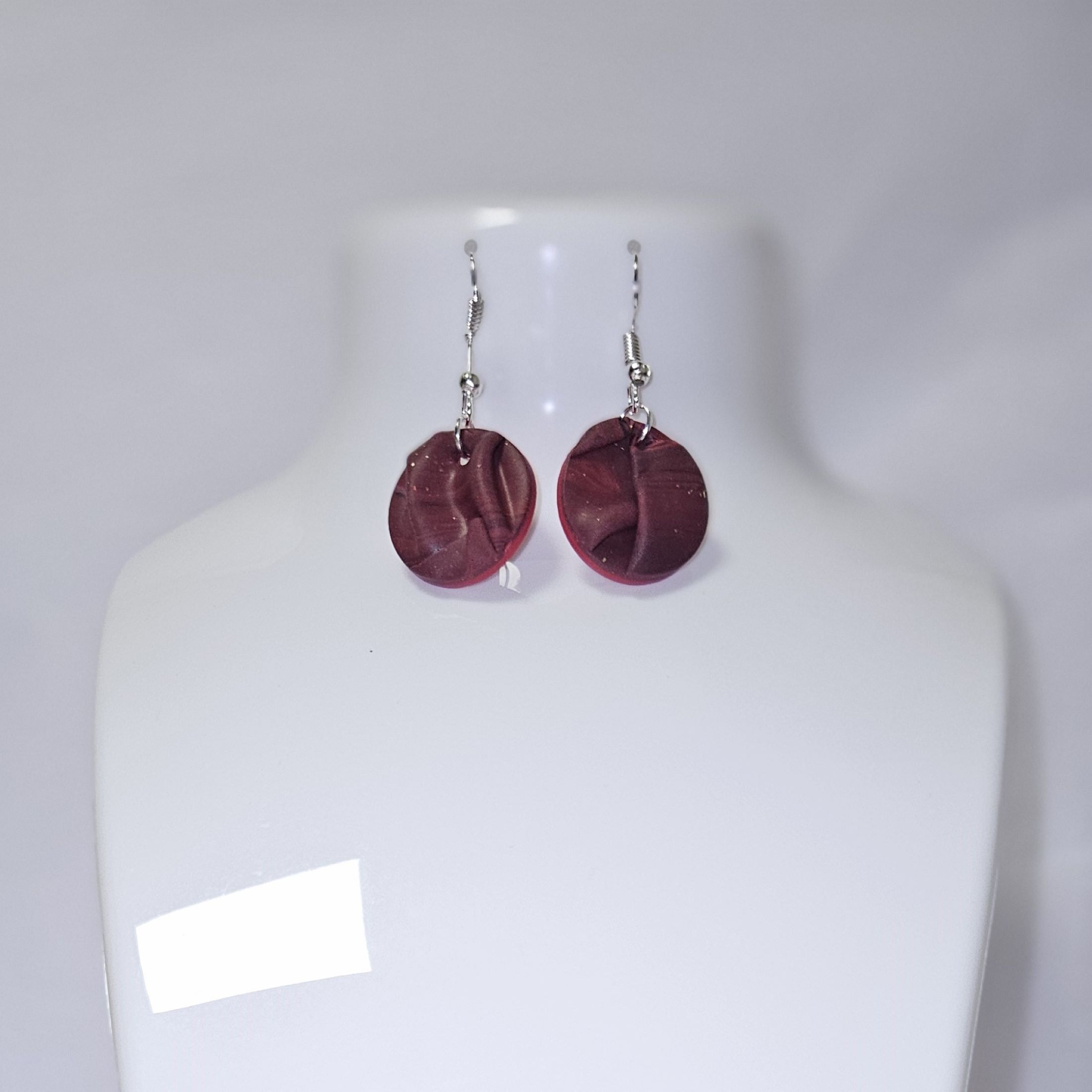 Boucles d'oreilles red small round wave