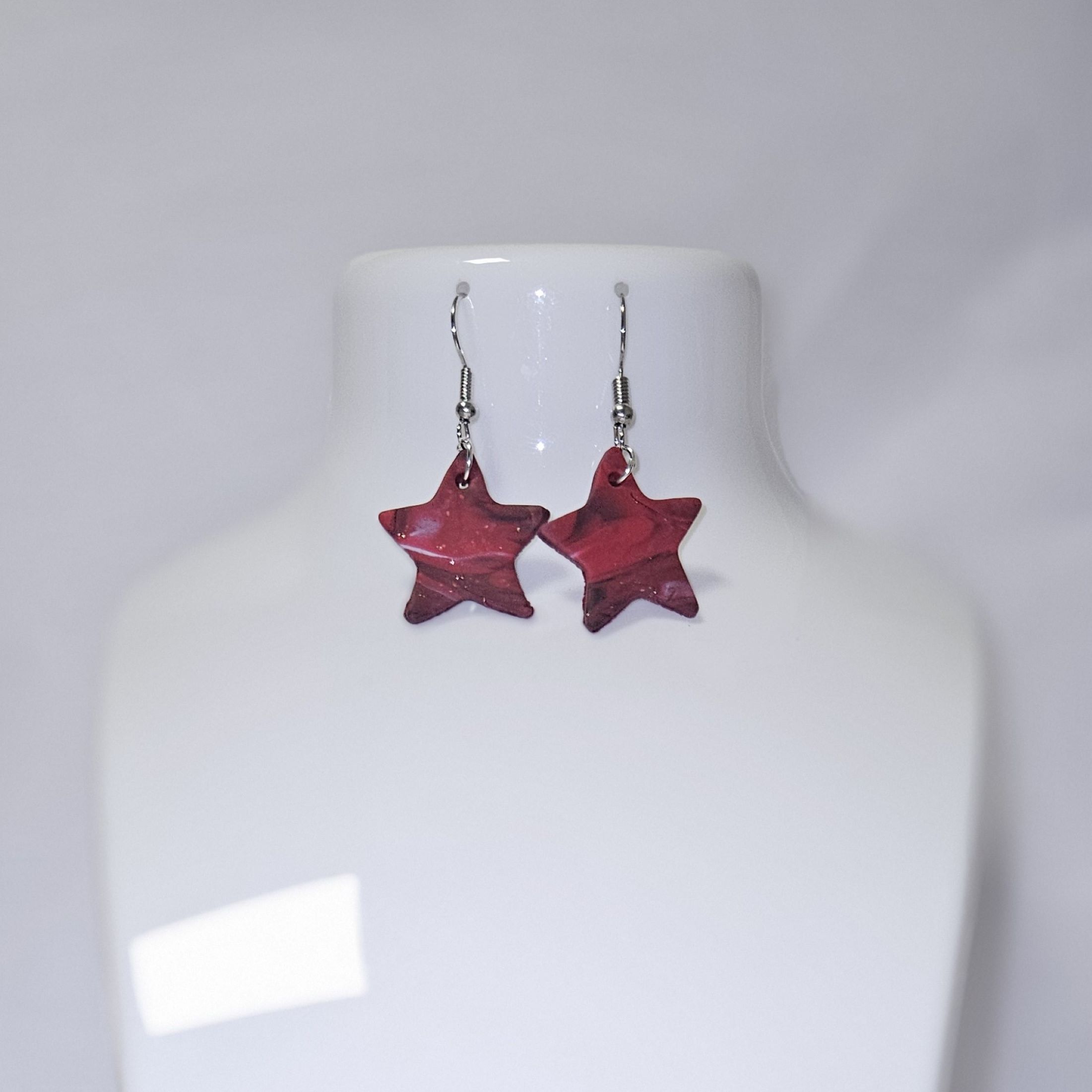 Boucles d'oreilles red and white stars