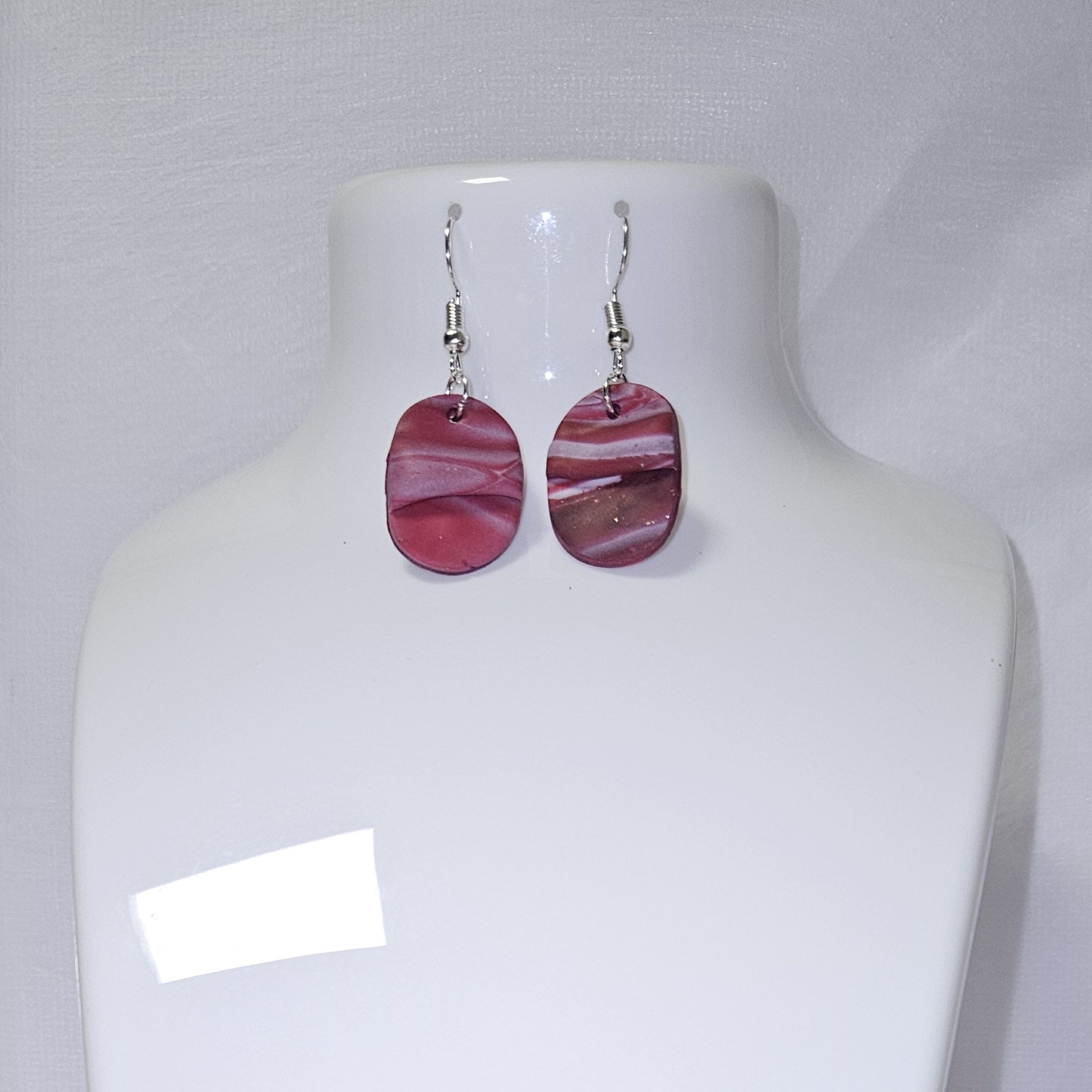 Boucles d'oreilles red wave oval