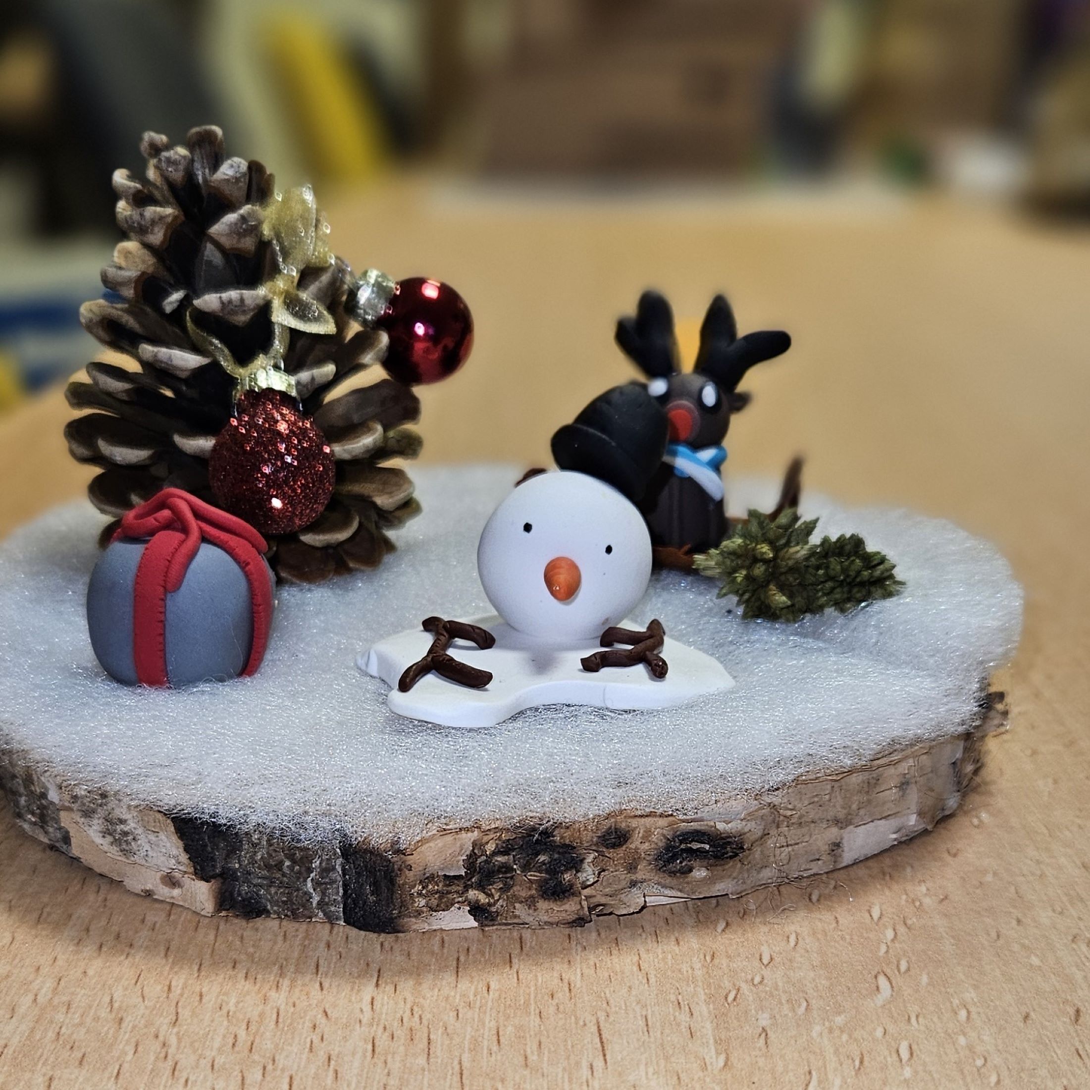 Centre de table bonhomme de neige fondu