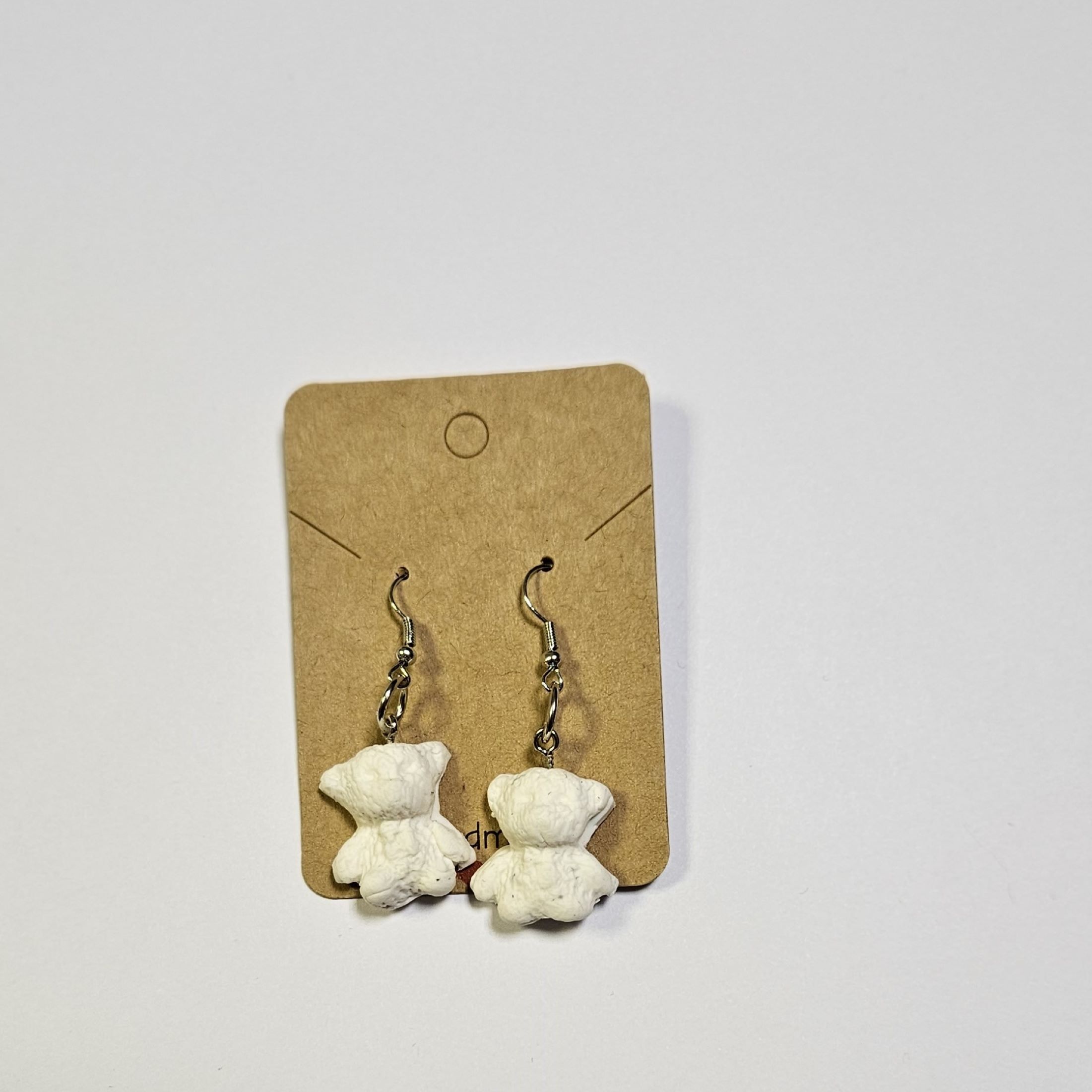 Boucles d'oreille nounours blanc